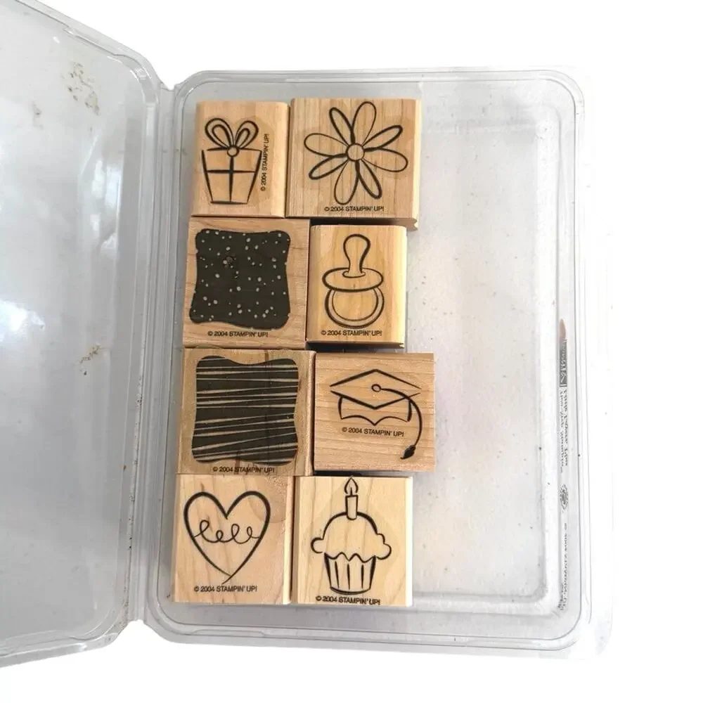 Stampin’ up set of 8 rubber stamps Please”little layers plus” collection